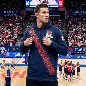 Nike USA Volleyball Team Hoodie Snake Olympics Navy Draw Strings Pouch Size M